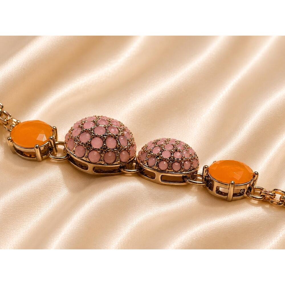 Vintage Liz Claiborne Pink Orange Bubble Disc Necklace 

Gold Tone Statement - Picture 4 of 8